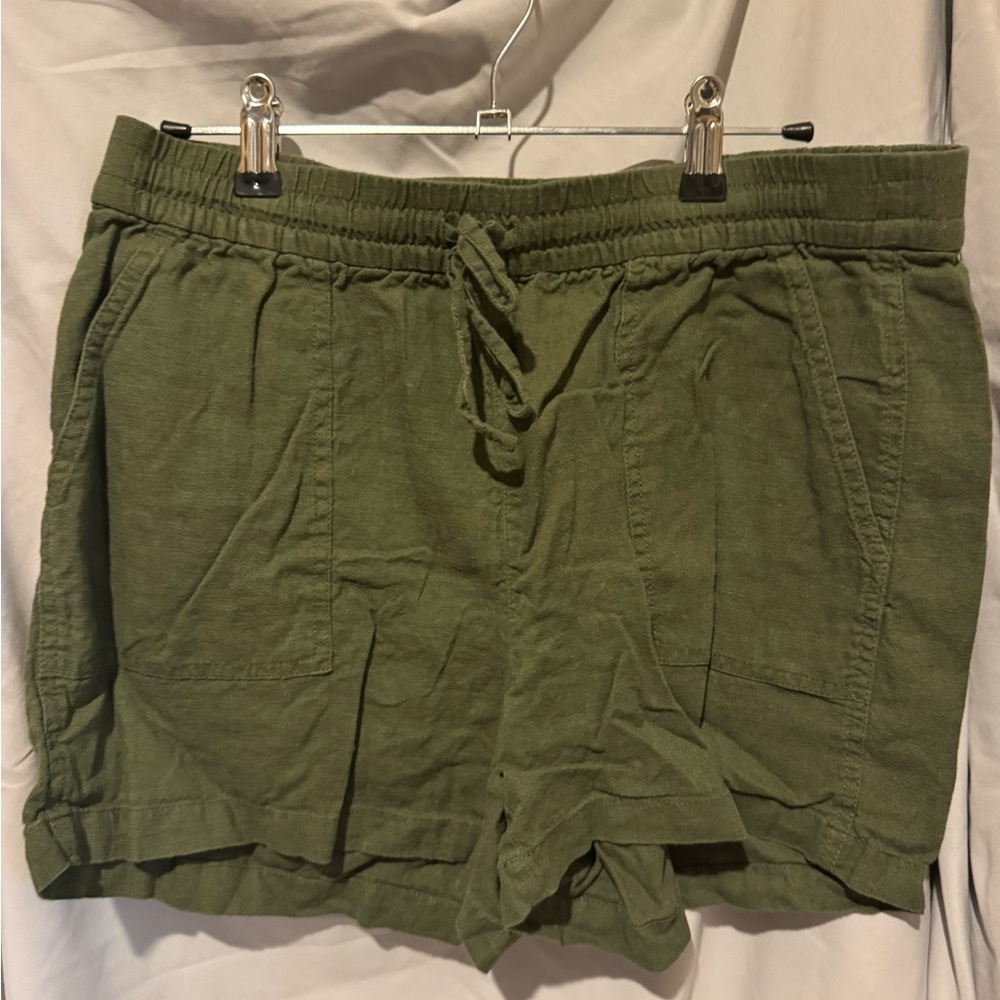 J. Crew Olive Drawstring Linen-Blend High Waist Shorts